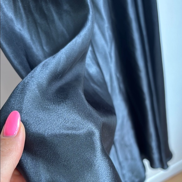 Anne Elegant Black Satin “feels” material open back Dress size small - Picture 6 of 9